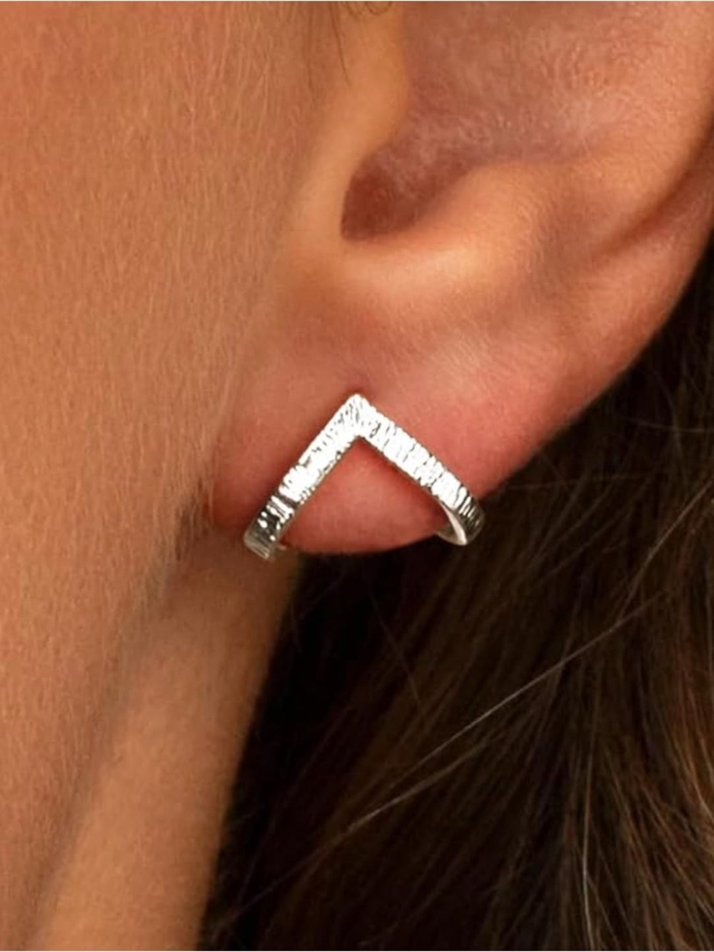925 Sterling Silver Triangle V-Shaped Earrings Cuff